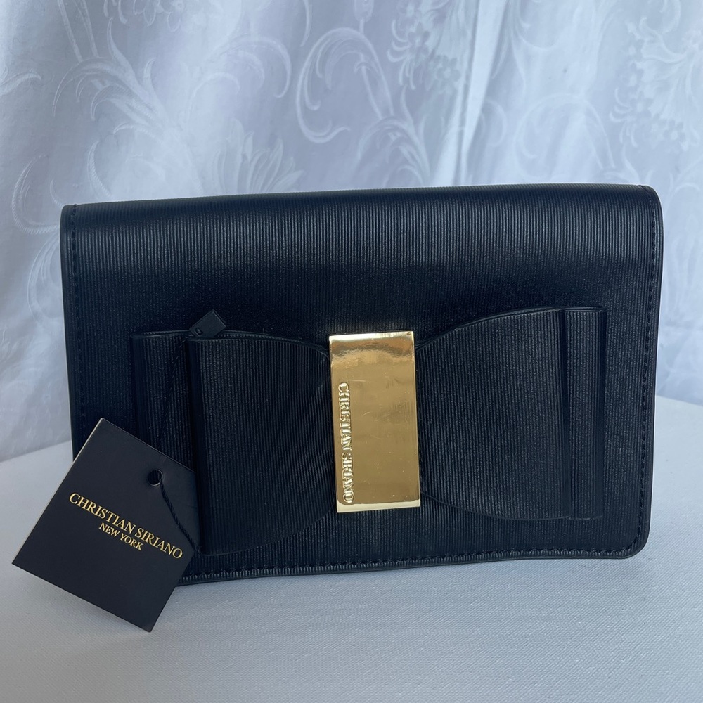 Christian Siriano Black ‘Meg’ Clutch with Gold Accent